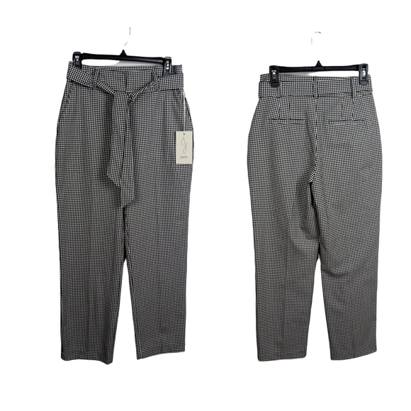 Pants - NWT JOIE Belted Gingham Pants Trousers High Waist Fashion Career Designer 4